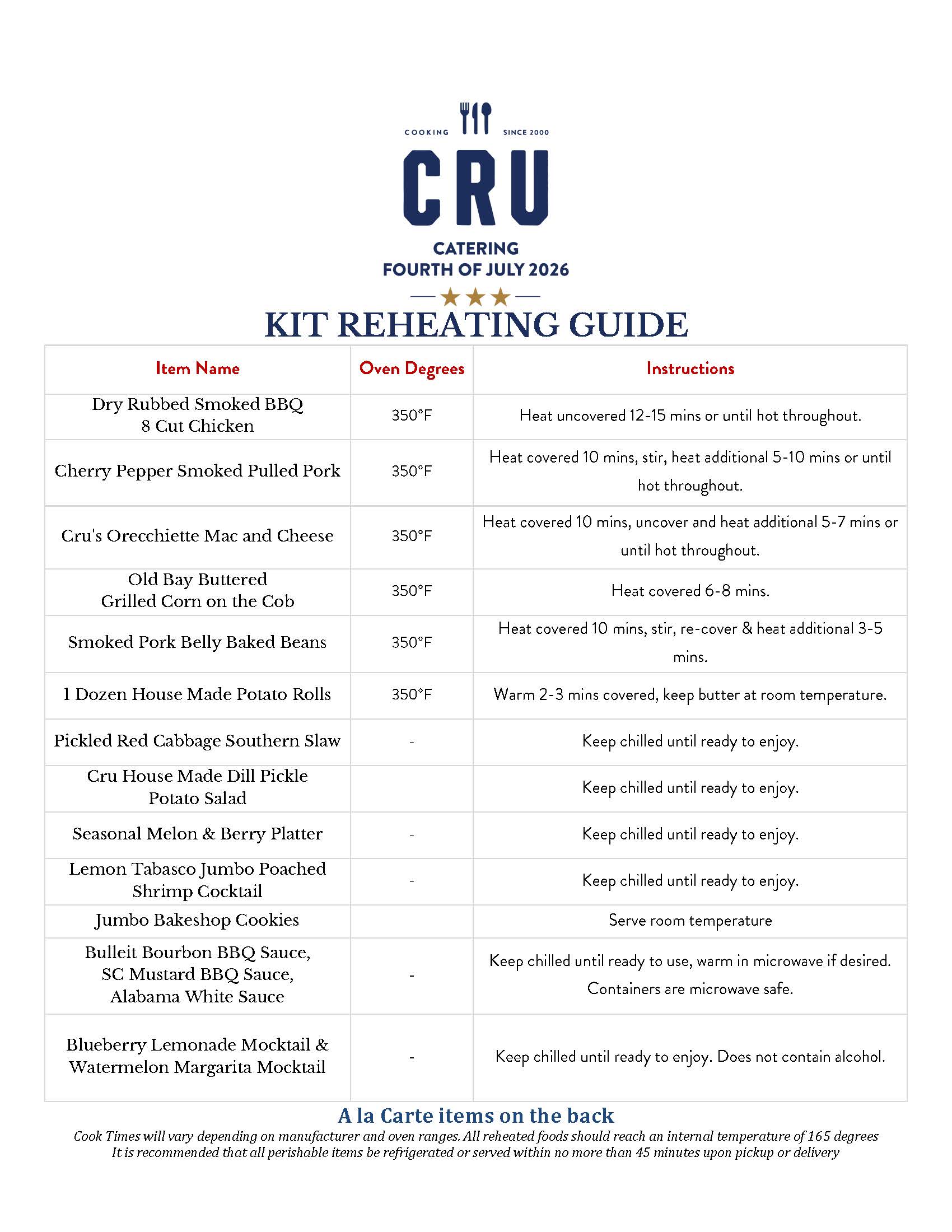 Reheating Instructions Page 1